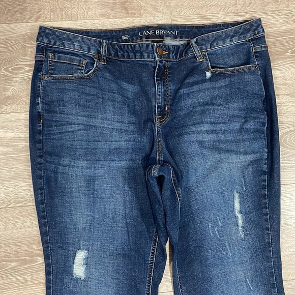 Lane Bryant Low Rise Boot Cut Distressed Patch Denim Jeans 22 Short - Picture 2 of 14